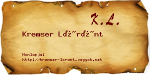 Kremser Lóránt névjegykártya